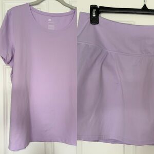 All in Motion matching short sleeve shirt and skort size XL lilac